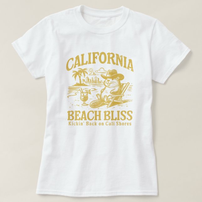 Camiseta California Beach Bliss en las costas de Cali (Diseño del anverso)