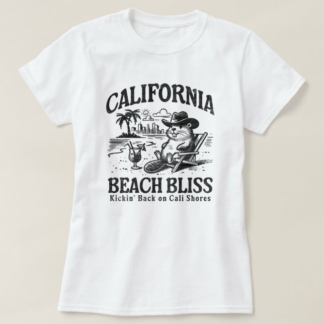 Camiseta California Beach Bliss en las costas de Cali (Diseño del anverso)