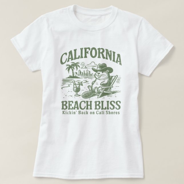 Camiseta California Beach Bliss en las costas de Cali (Diseño del anverso)