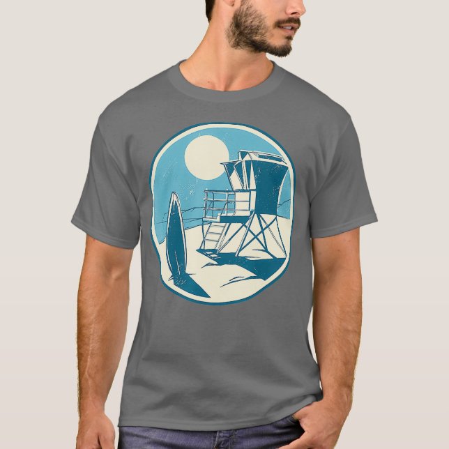 Camiseta California beach design with lifeguard tower and (Anverso)