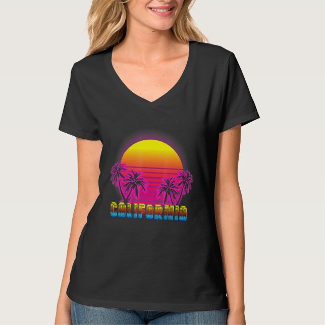 Camiseta California Beach Life Electro Retro Sunset Love Ca (Anverso)