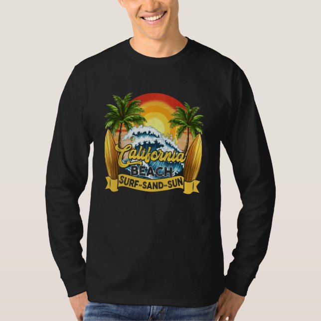 Camiseta California Beach Surf Sand Sun Retro Summer  Men W (Anverso)