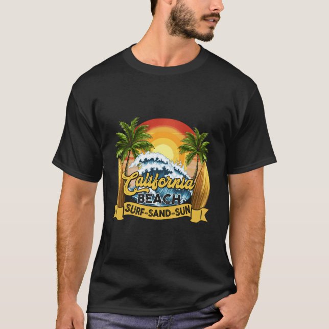 Camiseta California Beach Surf Sand Sun Summer (Anverso)