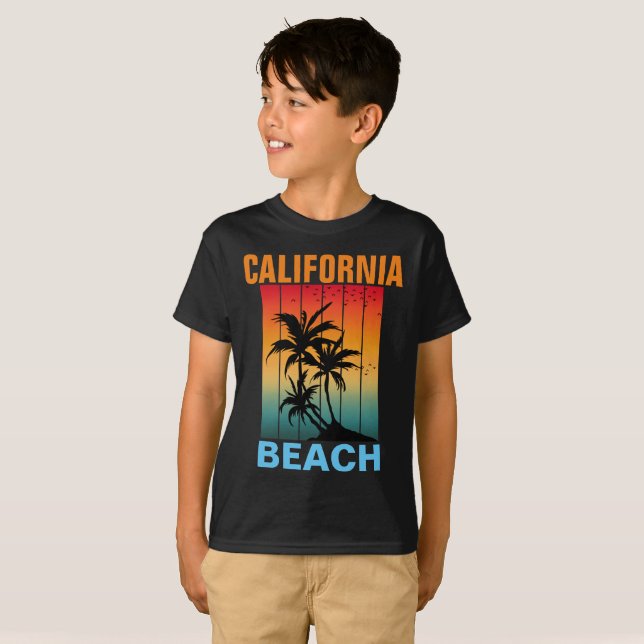 CAMISETA CALIFORNIA BEACH VINTAGE RETRO SUNSET PERSONALIZAD (Anverso completo)