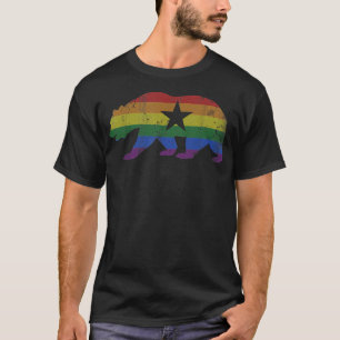 Camiseta California Bear LGBTQ+ Gay Lesbian Pride Flag Men