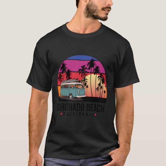 Camiseta California Coronado Beach Retro Surfer (Anverso)
