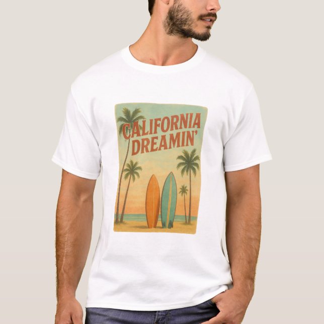 Camiseta California Dreamin’ Retro 1970s Travel Design (Anverso)