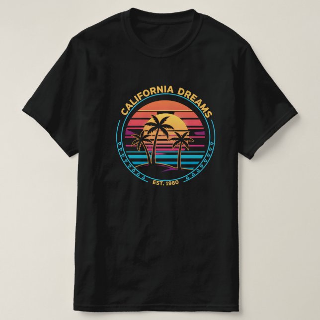 Camiseta California Dreams 1980 Sunset (Diseño del anverso)