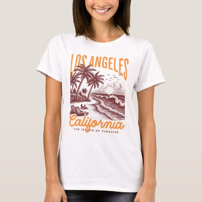 Camiseta California en Los Ángeles, la isla del paraíso (Anverso)