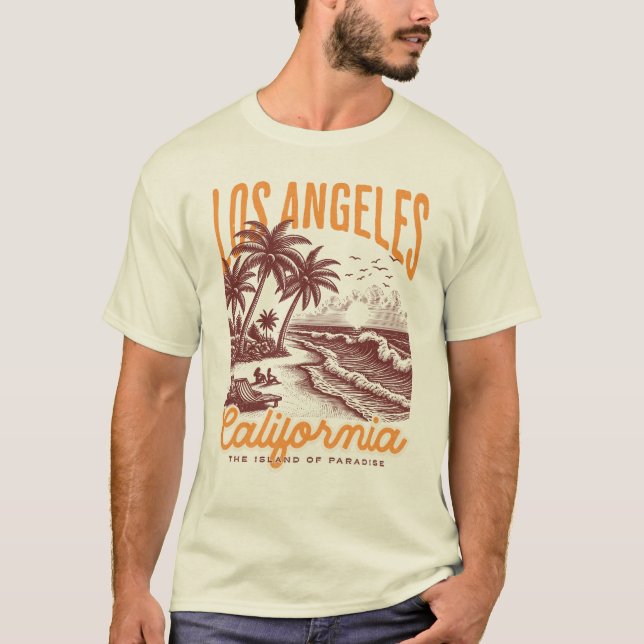 Camiseta California en Los Ángeles, la isla del paraíso (Anverso)