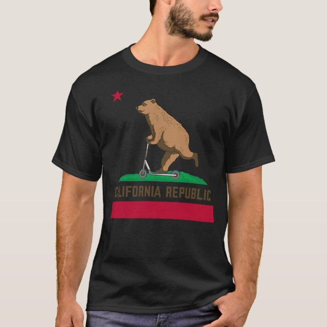 Camiseta California Flag Bear Scooter Stunt Retro Scooter G (Anverso)