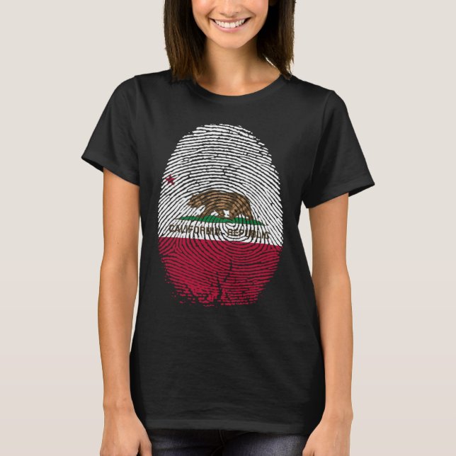 Camiseta California Flag Fingerprint in my DNA  for Califor (Anverso)