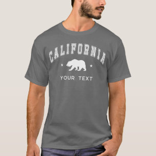 Camiseta California gris oscuro, tu texto - oso pardo