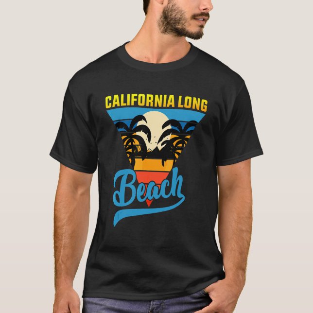 Camiseta California Long Beach Sand Surf And Summer Vacatie (Anverso)
