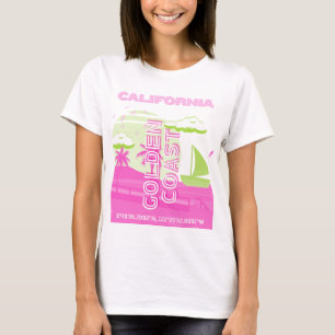 Camiseta California, Los Ángeles, Travel Art, Preppy, Pink