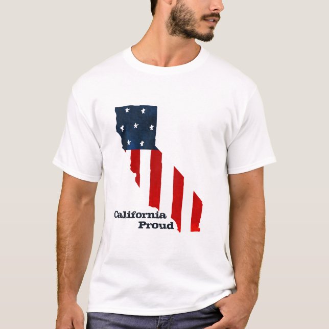 Camiseta California Orgullosa bandera estadounidense acuare (Anverso)