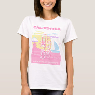 Camiseta California, Playa, Arte de Viajes, Preppy