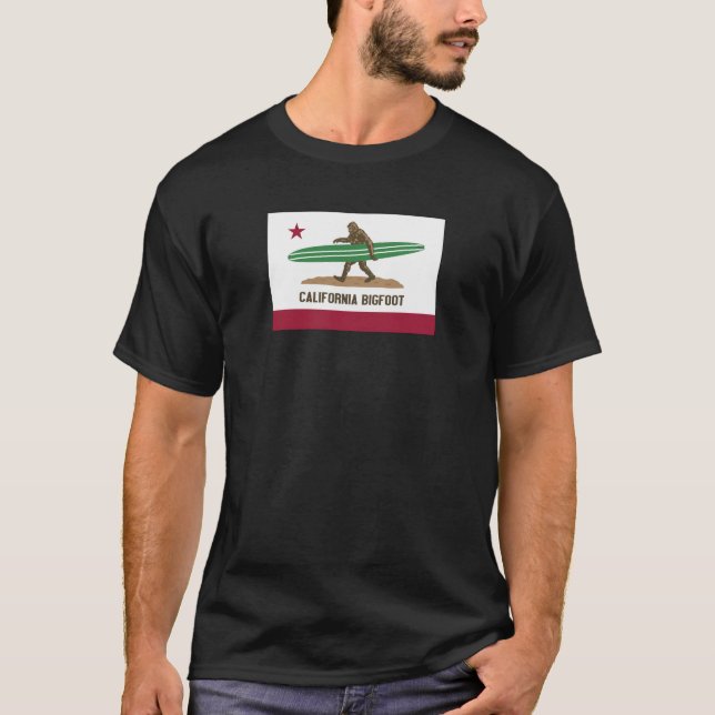 Camiseta California que practica surf Bigfoot Longboard (Anverso)