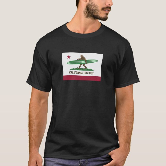 Camiseta California que practica surf Bigfoot Longboard (Anverso)