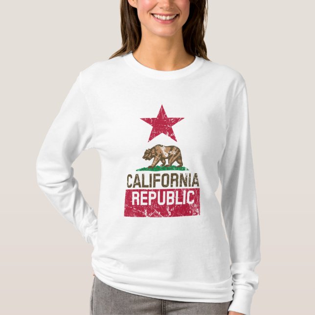 Camiseta CALIFORNIA RPÚBLICA Bandera Estúpida Estilo Grunge (Anverso)