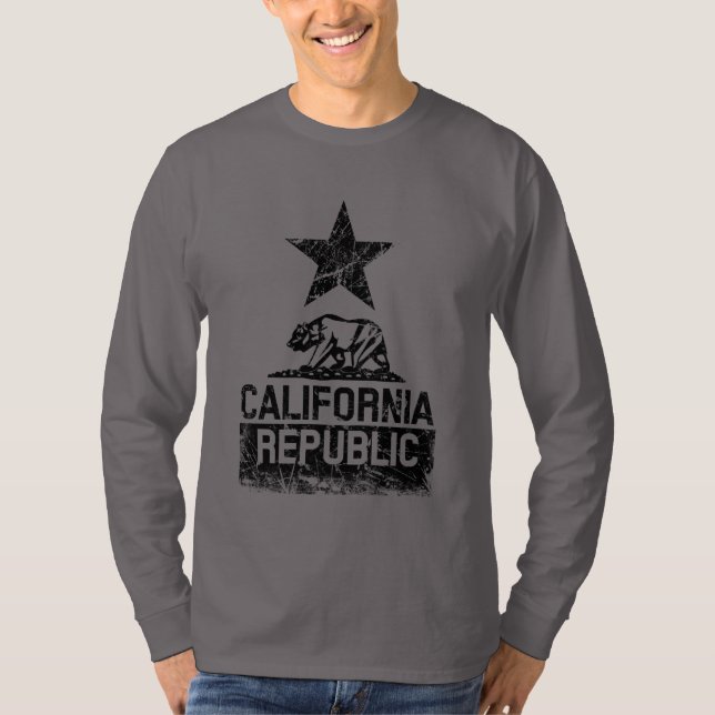 Camiseta CALIFORNIA RPÚBLICA Bandera Estúpida Estilo Grunge (Anverso)