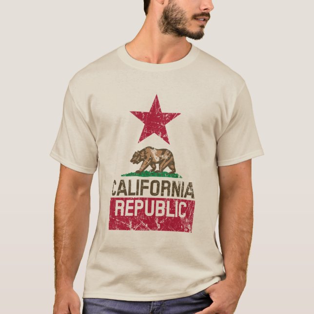 Camiseta CALIFORNIA RPÚBLICA Bandera Estúpida Estilo Grunge (Anverso)