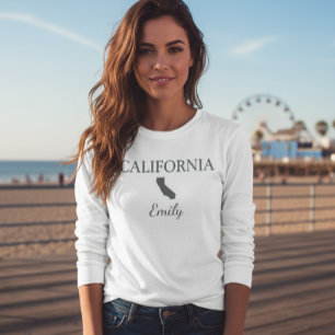 Camiseta California State Map Personalized Name Long Sleeve