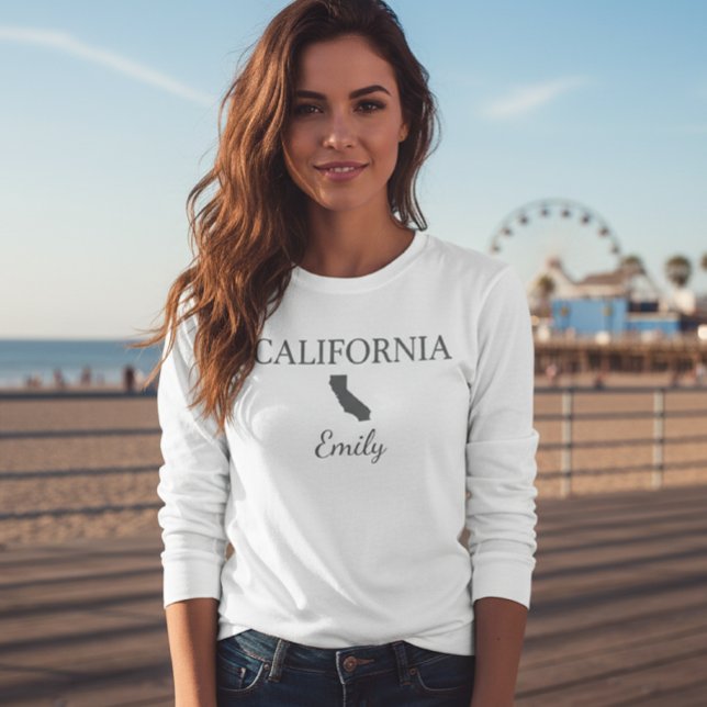 Camiseta California State Map Personalized Name Long Sleeve (Subido por el creador)