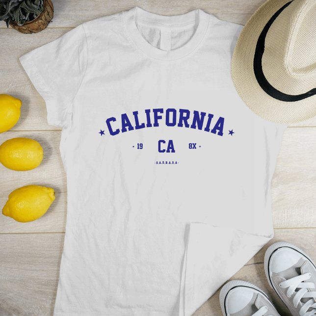 CAMISETA CALIFORNIA VERANO NOMBRE PERSONALIZADO DE CIUDAD E (summer vacation city state custom name california cali birthday year blue t-shirt)