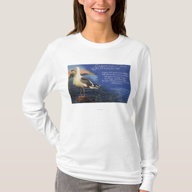 Camiseta CaliforniaGreetings de, poema de la gaviota (Anverso)