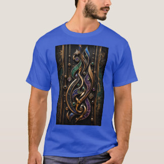 Camiseta Caligrafía abstracta 3D con piedras preciosas