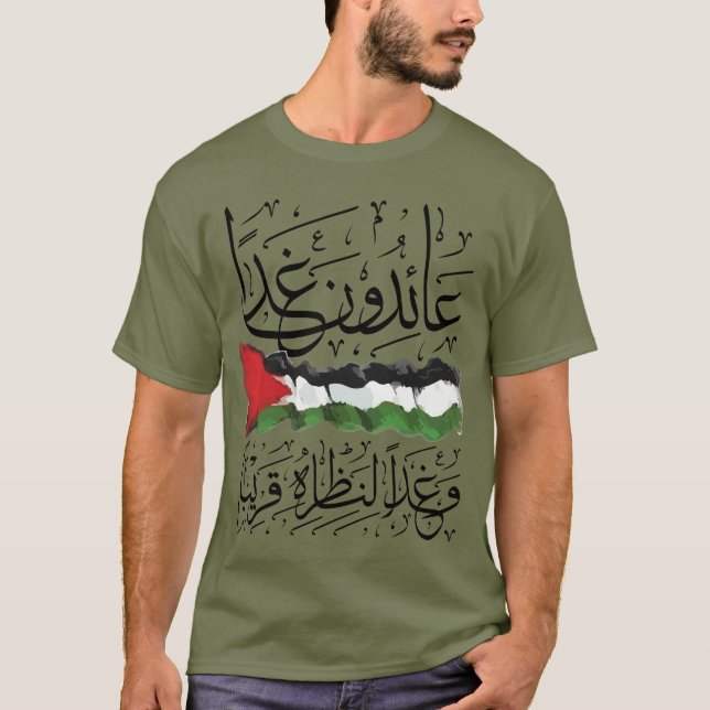 Camiseta Caligrafía árabe de bandera palestina (Anverso)