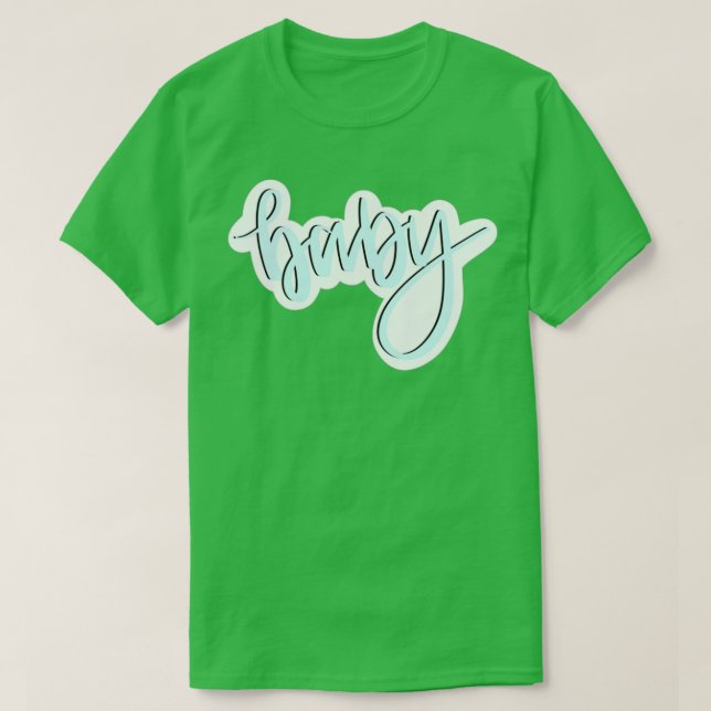 Camiseta Caligrafía de bebé azul (Diseño del anverso)