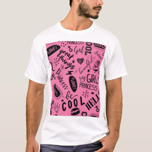 Camiseta Caligrafía de chicas: Patrón de moda sin foco