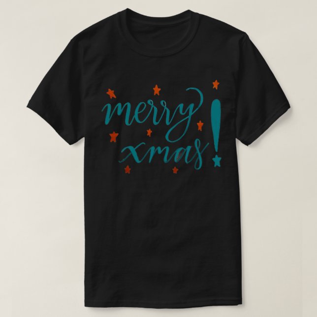 Camiseta Caligrafía de navidad con estrellas (Diseño del anverso)