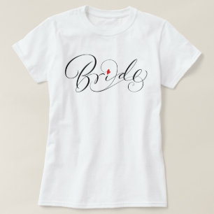 Camiseta Caligrafía de novias Fancy Romantic Script Letters