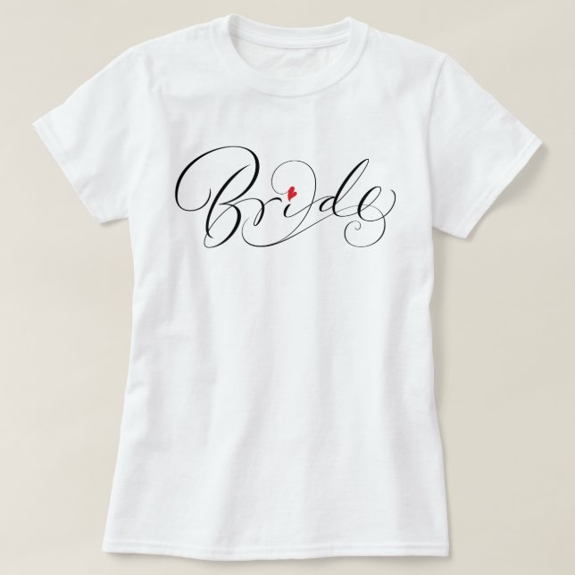 Camiseta Caligrafía de novias Fancy Romantic Script Letters (Diseño del anverso)