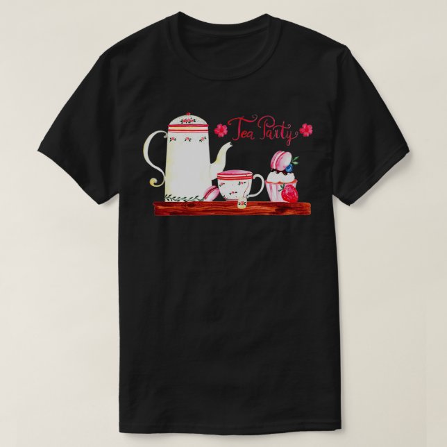 Camiseta Caligrafía del té acuarela arte de té ilustrativo (Diseño del anverso)
