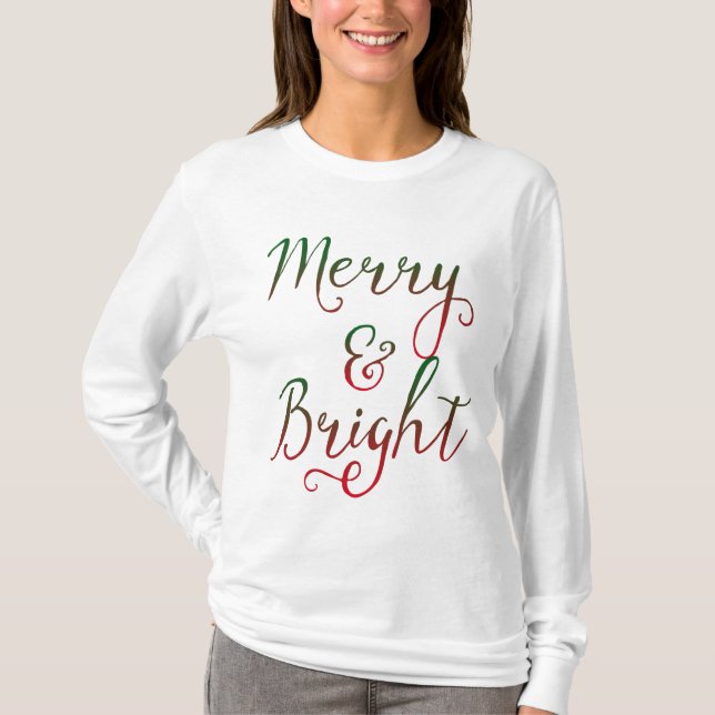 Camiseta Caligrafía feliz y brillante del navidad (Anverso)