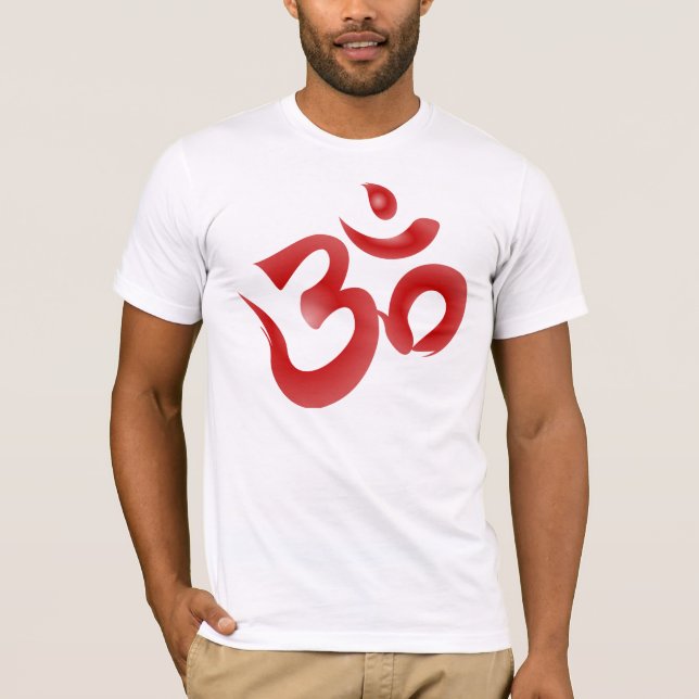 Camiseta Caligrafía hindú roja de OM Aum Devanagari del (Anverso)