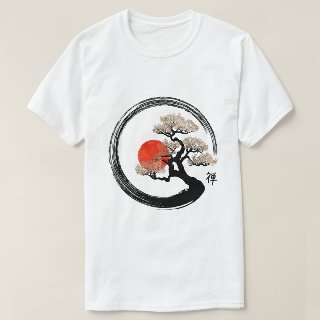Camiseta Caligrafía japonesa del árbol bonsai Zen Bonsai Vi (Diseño del anverso)