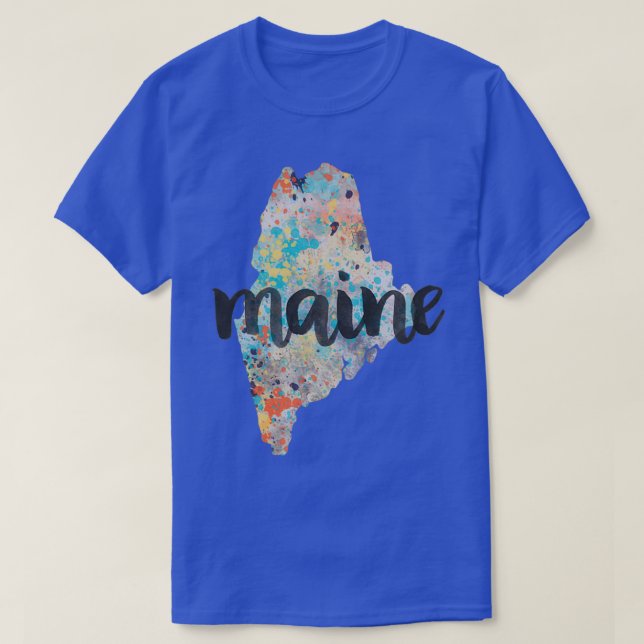 Camiseta caligrafía marina y contorno de estado abstracto (Diseño del anverso)