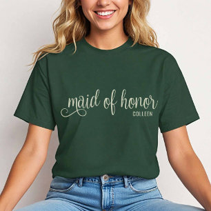 Camiseta Caligrafía natural en la maleza verde forestal de