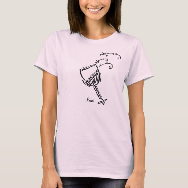 Camiseta Caligrafía persa del poema de Rumi "el vino " (Anverso)