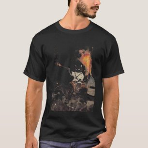 Camiseta caligrafía retro gato dinosaurio erupción volcánic