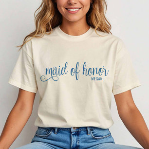 Camiseta Caligrafía retro real sobre doncella natural de ho