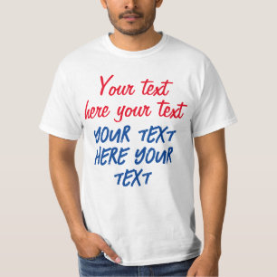 Camiseta Caligrafía roja azul tu texto aquí reemplazar eslo