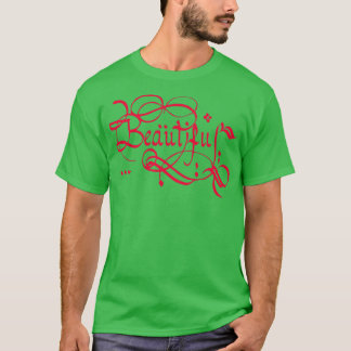 Camiseta caligrafía roja hermosa