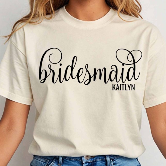 Camiseta Caligrafía Script Negro Dama de Honor Despedida de (Subido por el creador)