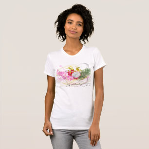 Camiseta Caligrafía tropical de la fruta del dragón y de 